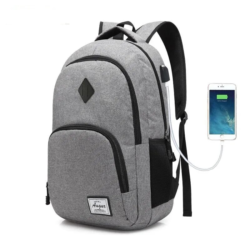 ASHORESHOP Men women Backpacks USB Charging Male Casual Back bag