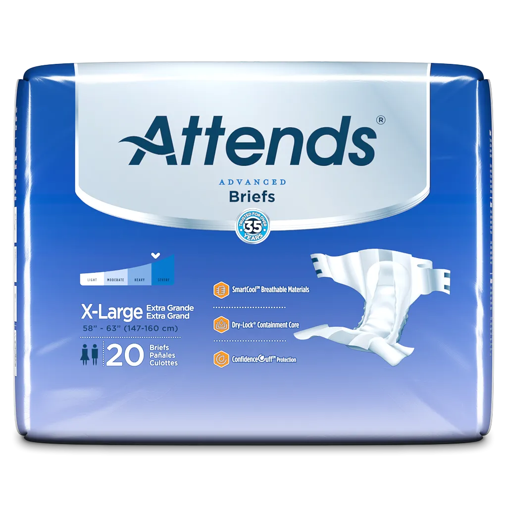 Attends Advanced Briefs Adult Diapers for Incontinence