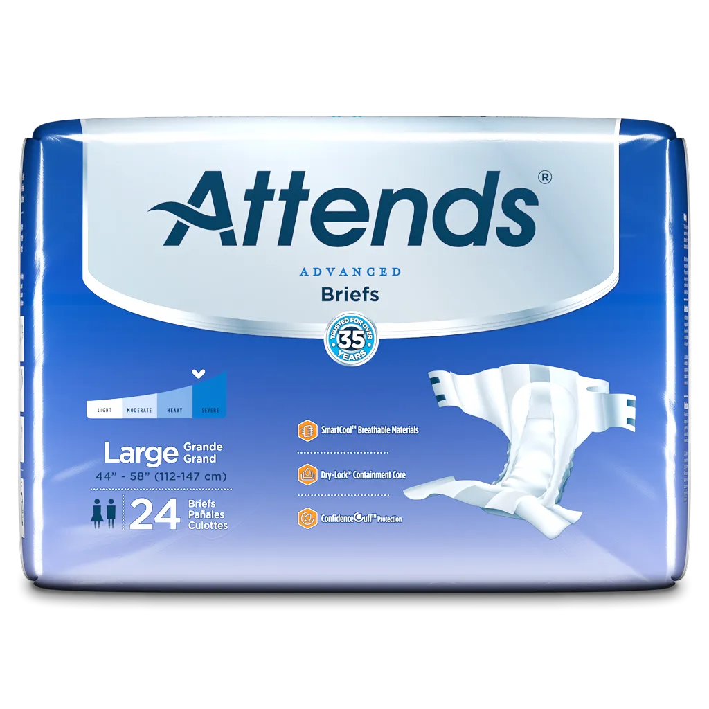 Attends Advanced Briefs Adult Diapers for Incontinence