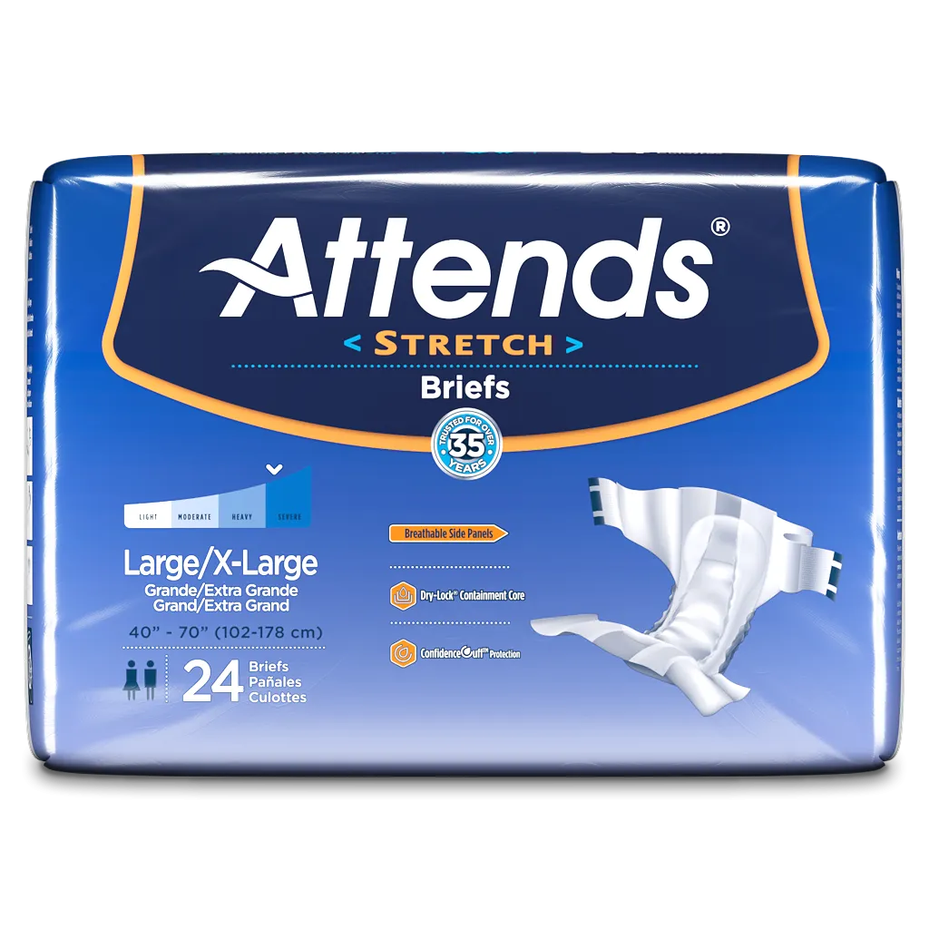 Attends Incontinence Stretch Briefs Adult Diapers Moderate Absorbency