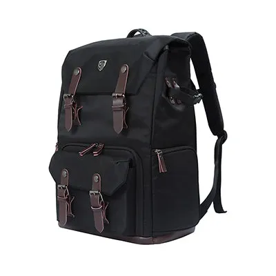 BAGSMART Backpack Canvas & Leather Backpack Waterproof Camera Bag