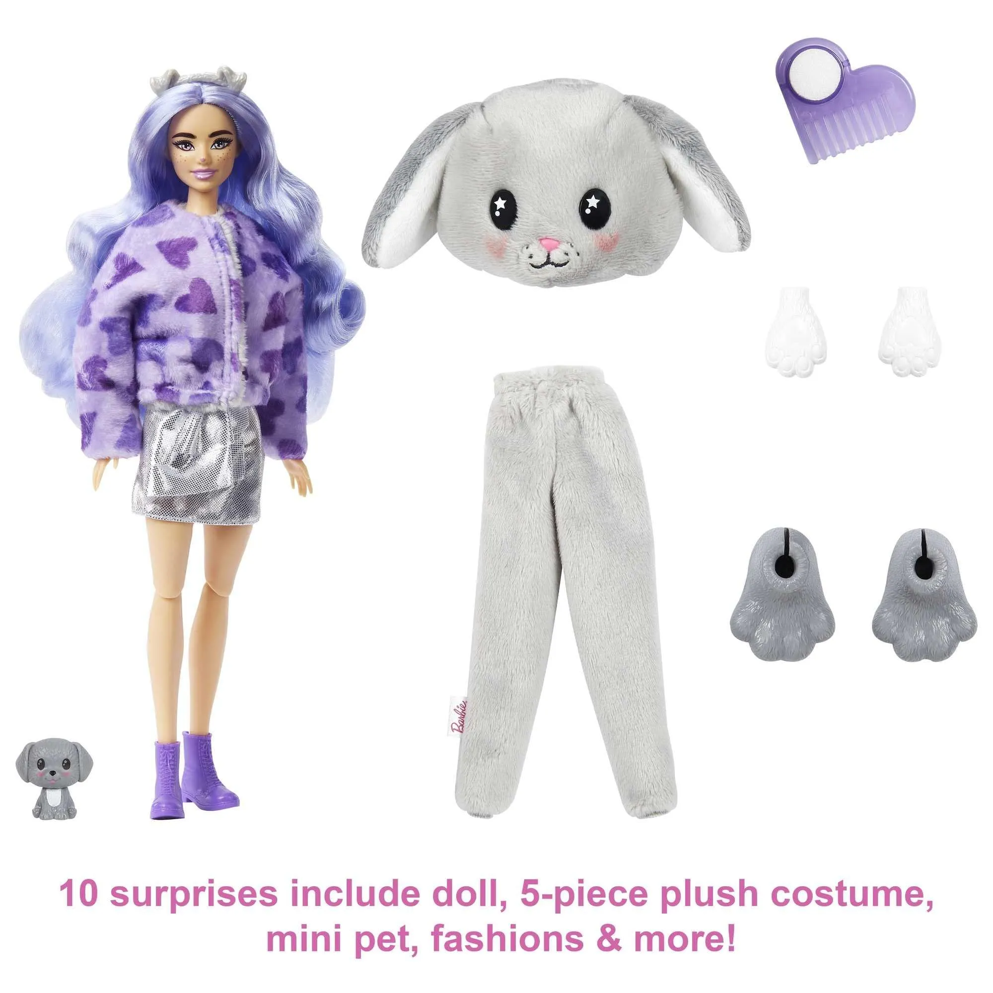 Barbie Cutie Reveal Doll with Puppy Plush Costume & 10 Surprises Including Mini Pet & Color Change, Gift for Kids 3 Years & Older