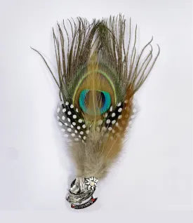 Bavarian Festival Peacock Feather Hat Pin with Accents & Alpine Hat Charm Wool Hat Fedora Pin