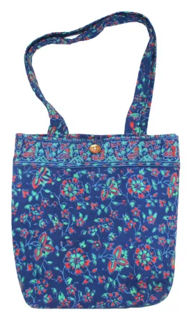 Block Printed Cotton Quilted Napthol Structured Tote Bag 14 x 14