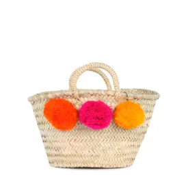 Bohemia Design Mini Pom Pom Basket – Orange Pink Yellow