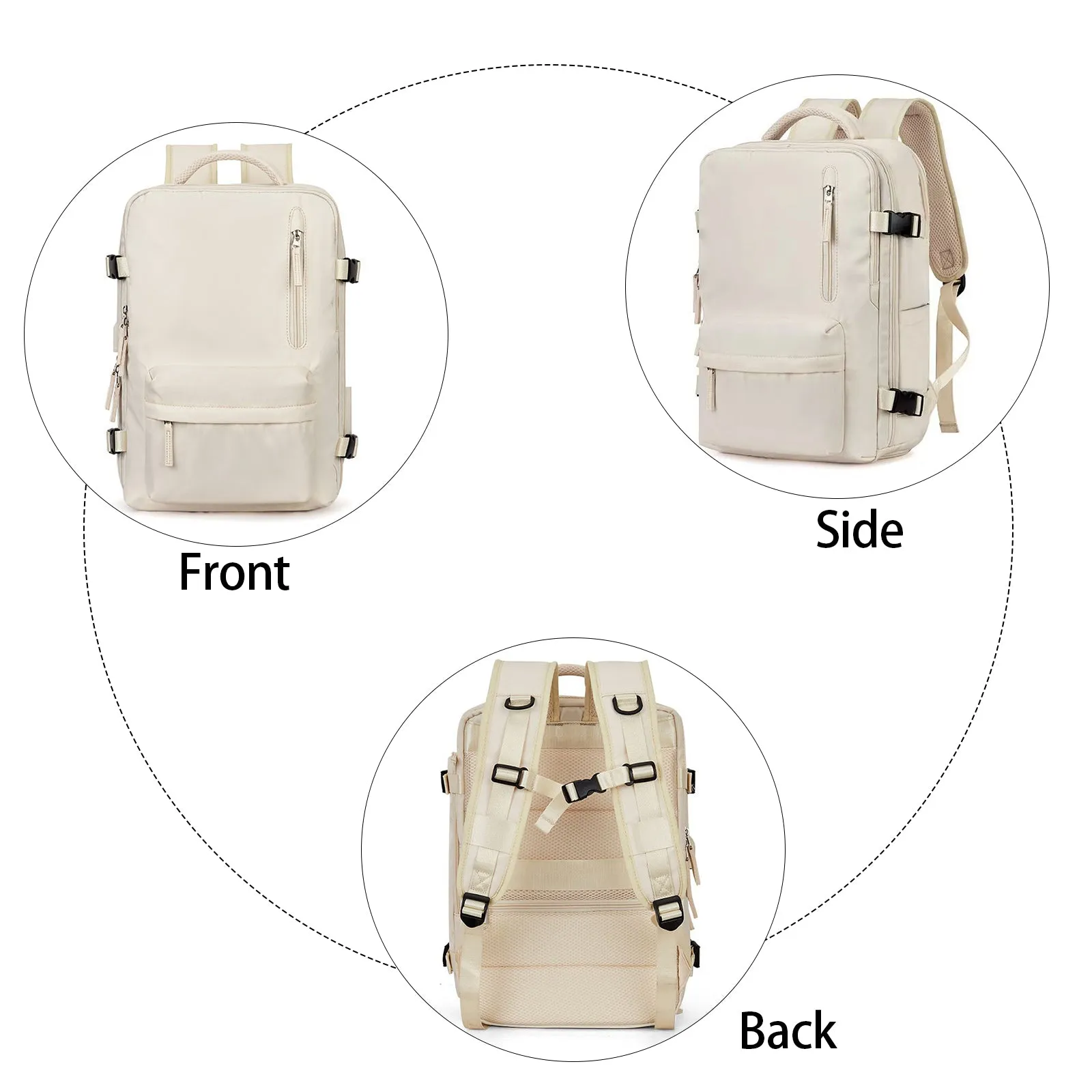 Carry on Backpack, Large Travel Backpack for Women Men, Airline Approved Gym Backpack Waterproof Business Laptop Daypack, Large Capacity, White