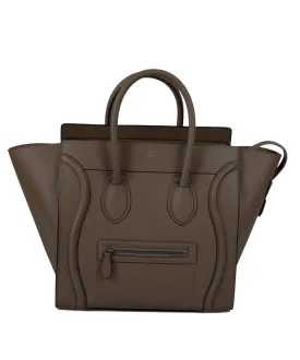 Celine Mini Luggage Bag in Tan Baby Drummed Calfskin Leather