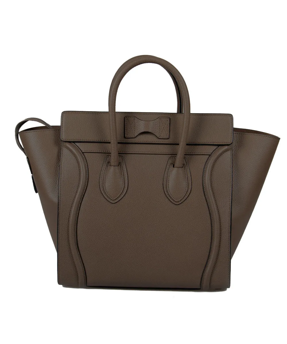 Celine Mini Luggage Bag in Tan Baby Drummed Calfskin Leather