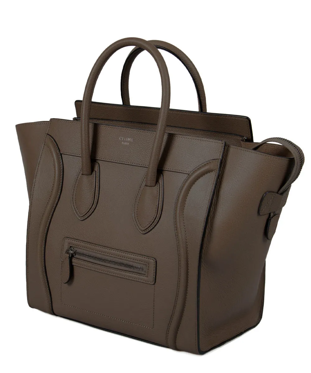 Celine Mini Luggage Bag in Tan Baby Drummed Calfskin Leather