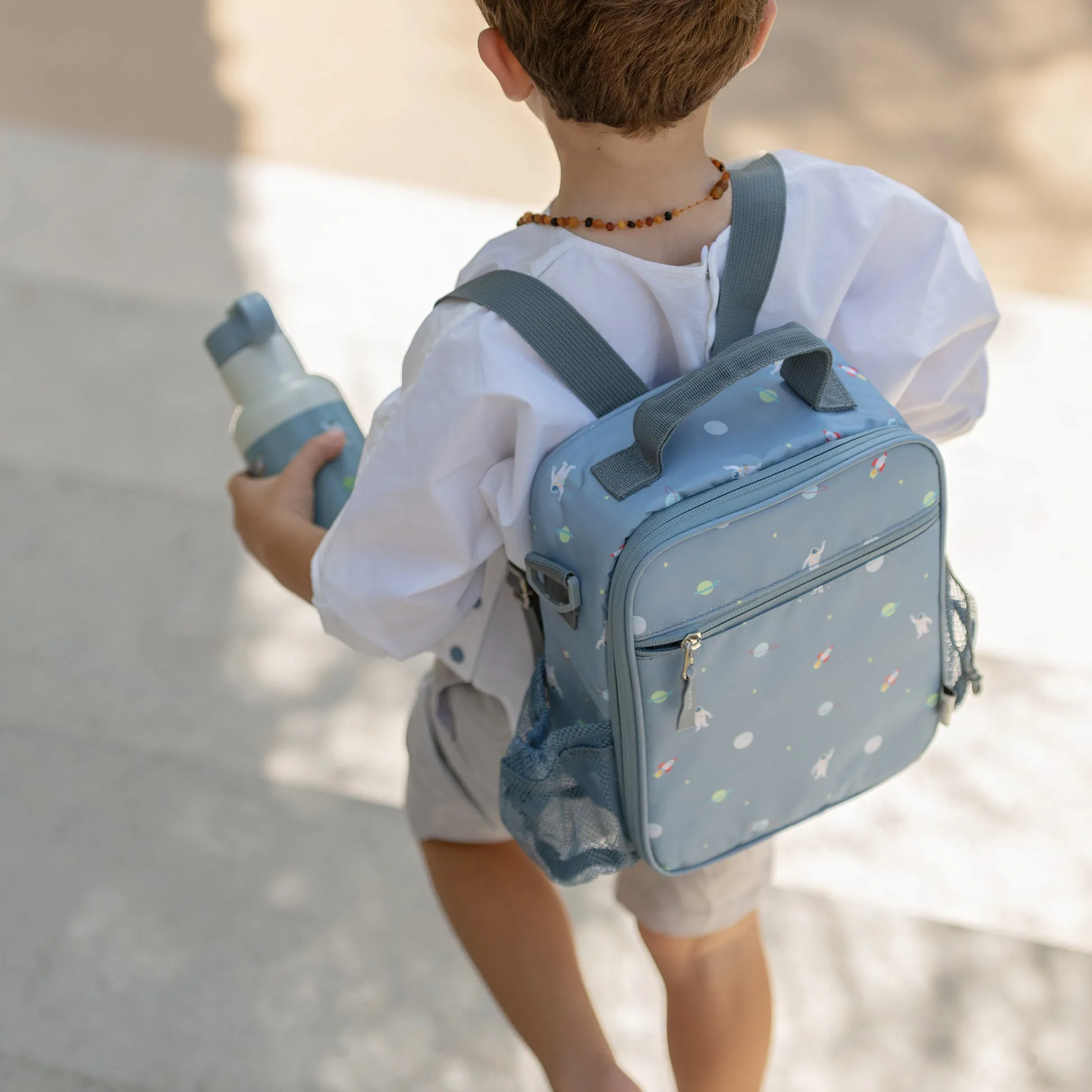 Citron Insulated Lunchbag Backpack - Spaceship - Dusty Blue