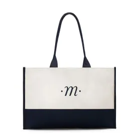 Classic Script Initial Tote - Navy Letter "L"