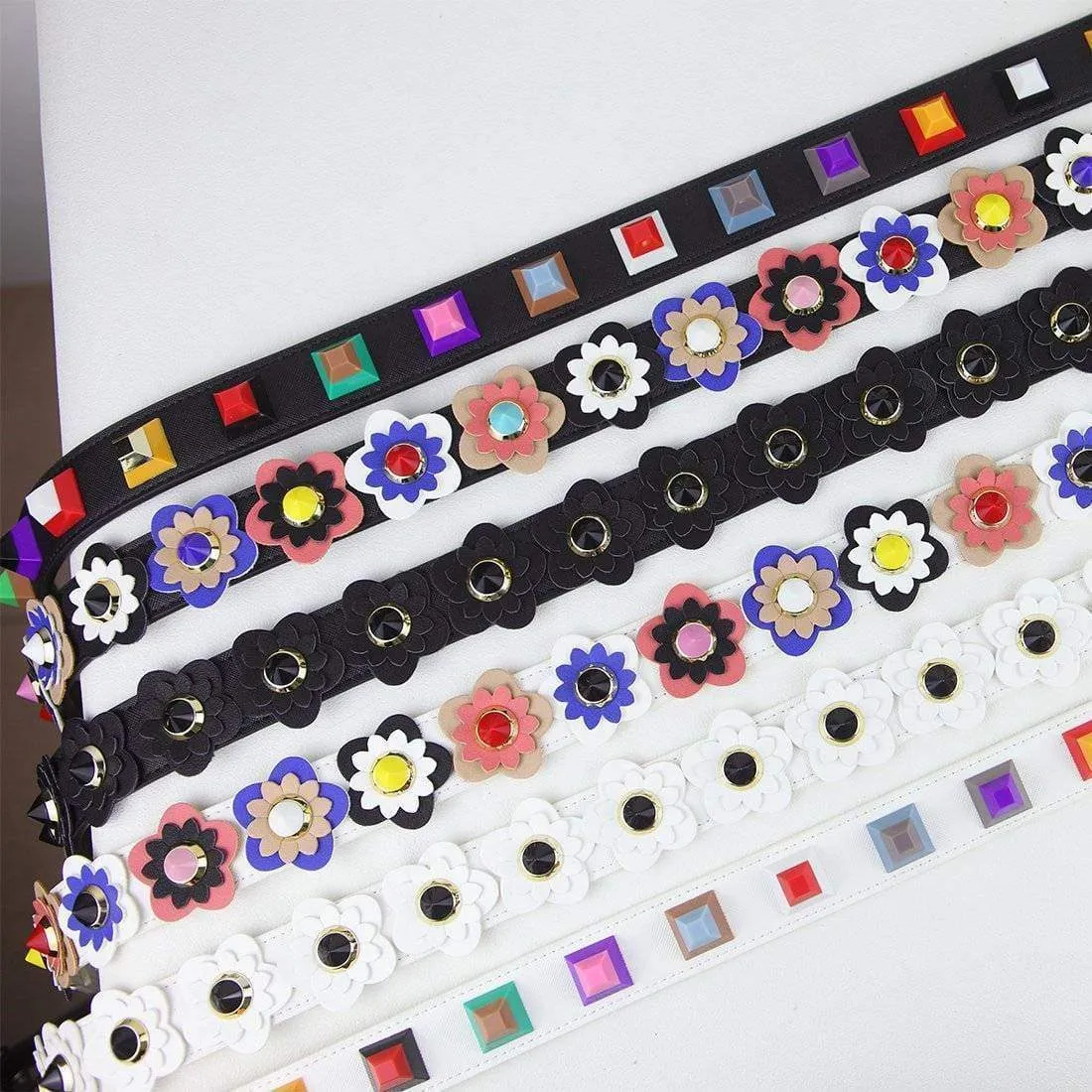 Colorful Flower Rivet Shoulder Strap