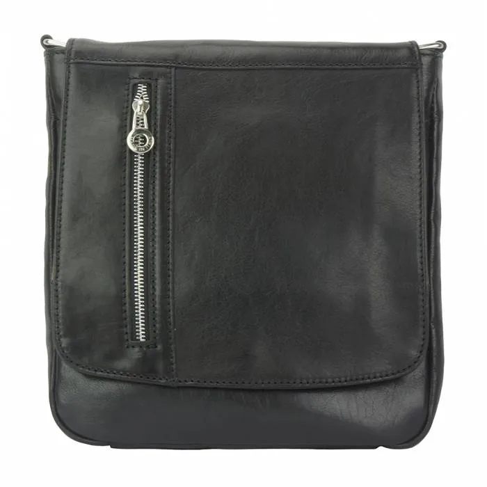 Compact Messenger Bag, Marbled Leather