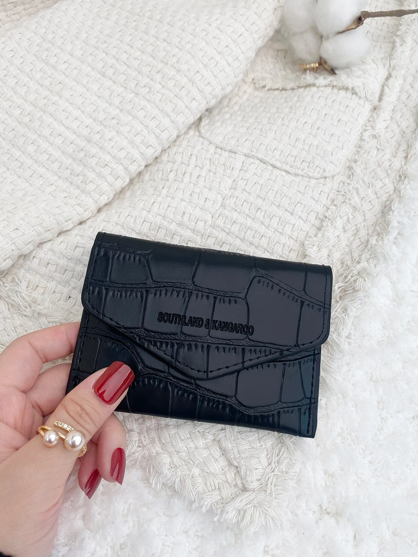 Crocodile Pattern Black Card Holder Black Wallet Small Wallet Card Holder Small