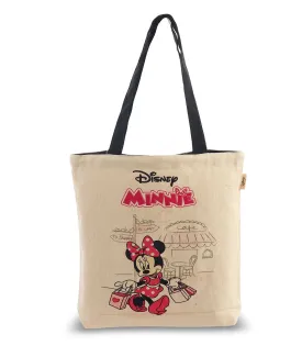 Disney Minnie - Off White & Pink color Cotton canvas  Shoulder Handbag