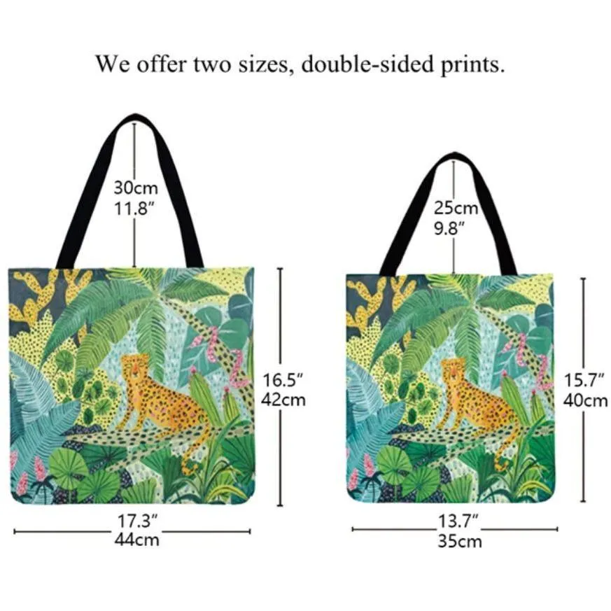 Eco Friendly Unisex Cat Retro Oil Painting Print Linen Reusable Tote Bag