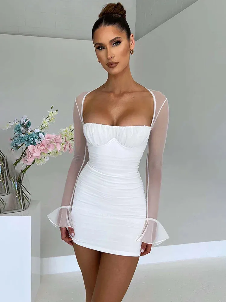 Elegant Wrap A-line Lace Strapless Summer Backless Nightclub Sexy Party Mini Dress