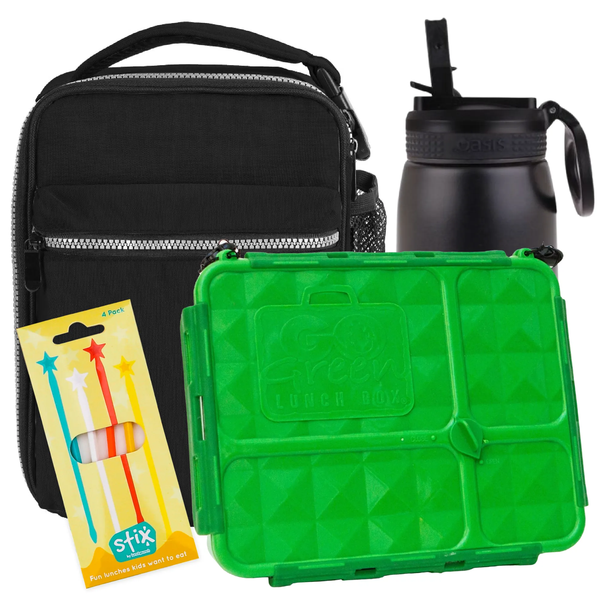 Explorer Black Lunch Box, Bag & Bottle Bundle - Bonus STIX!