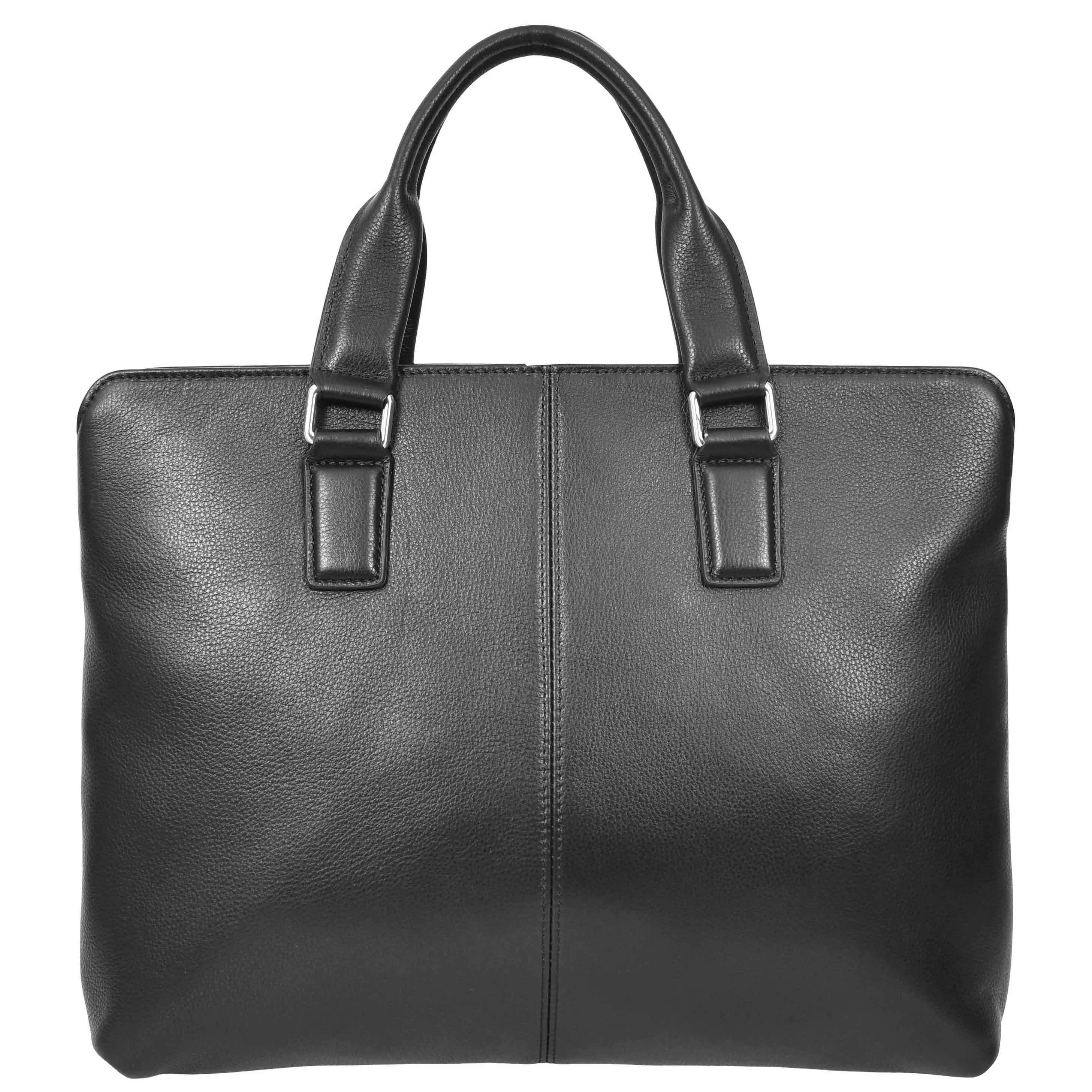 Full Grain Leather Briefcase Slimline Multi Pockets Satchel Organiser Office Bag A981 Black