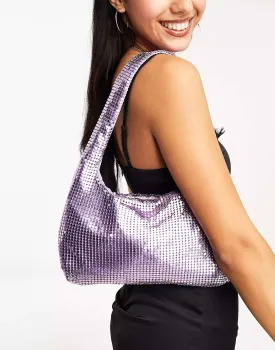 Glamorous lilac mini bag with chainmail diamonds Glamorous