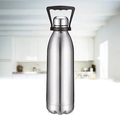 HaRvic Stainless Steel Water Bottle with Handle Double Walled Silver Water Bottle Steel Thermos Bottle Vacuum Insulated Flask Water Bottle for Home Office Travel (1500Ml)