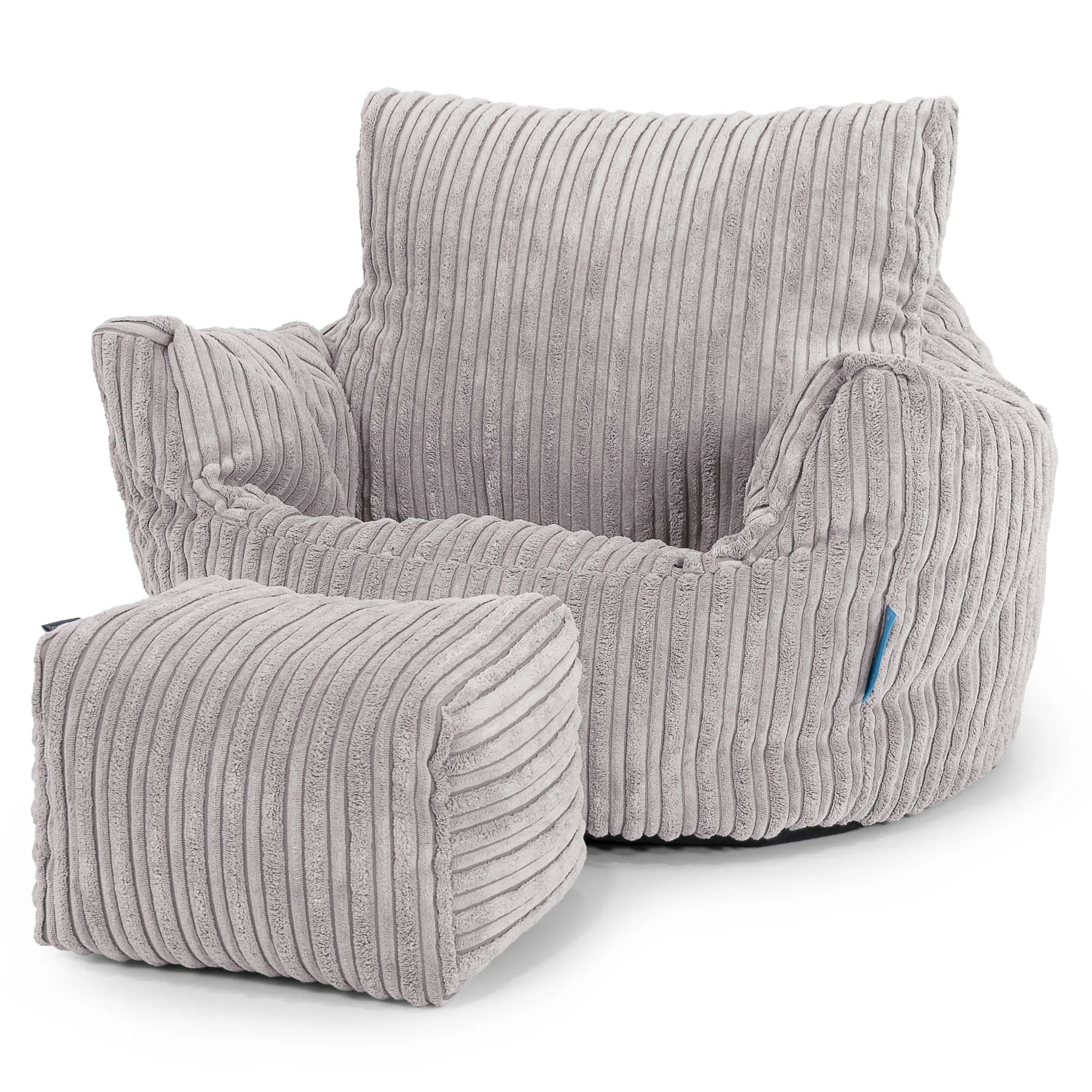 Kids Armchair Bean Bag for Toddlers 1-3 yr - Cord Silver Grey