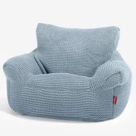 Kids Armchair Bean Bag for Toddlers 1-3 yr - Ellos Knitted Misty Blue