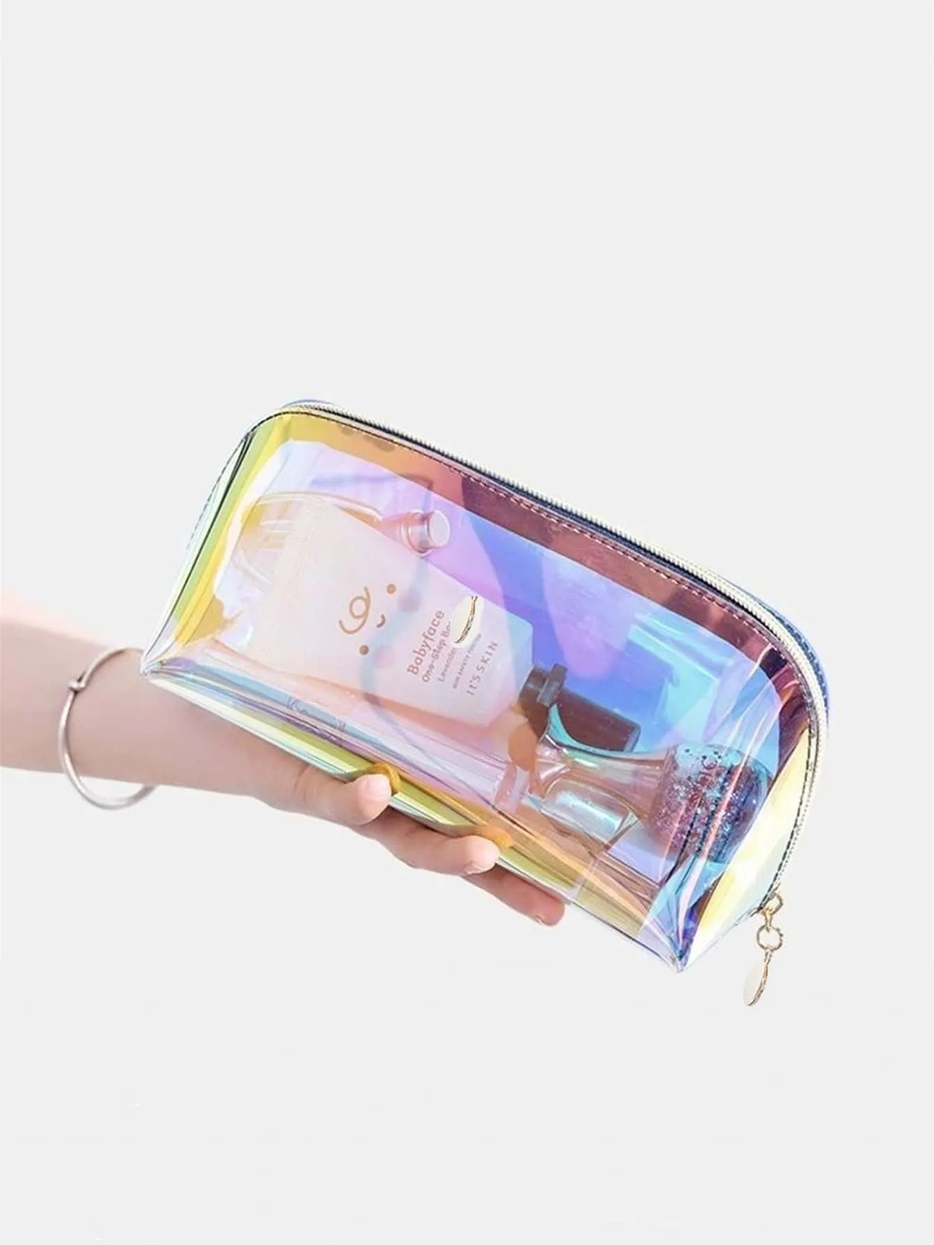 Laser Holographic Bag Cosmetics Semicircle Makeup Bag Cosmetic Organizer