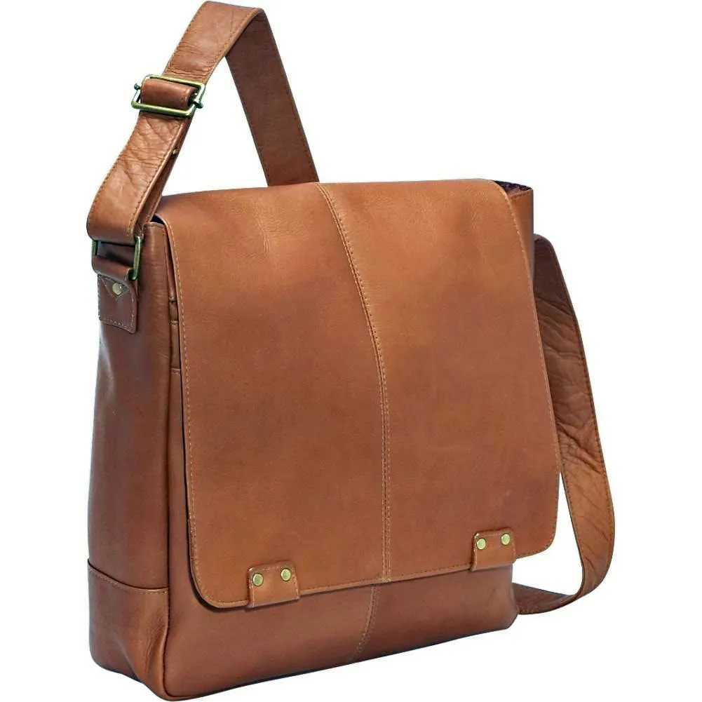 Le Donne Leather Rivet Laptop Messenger