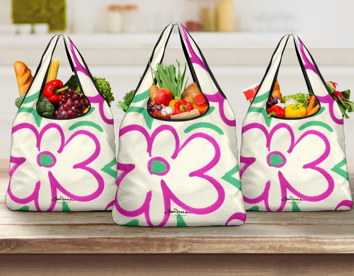 Linear Sixties Floral Grocery Bag