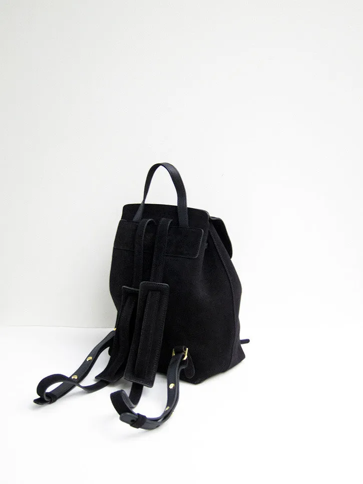 Mansur Gavriel Mini Backpack, Black, Suede