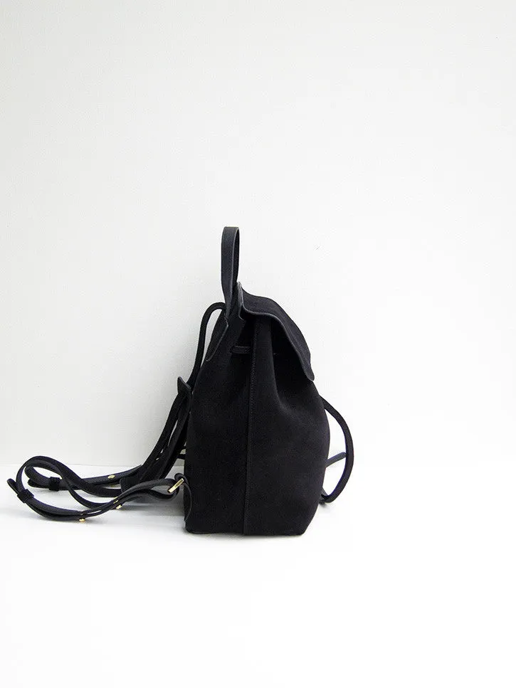 Mansur Gavriel Mini Backpack, Black, Suede