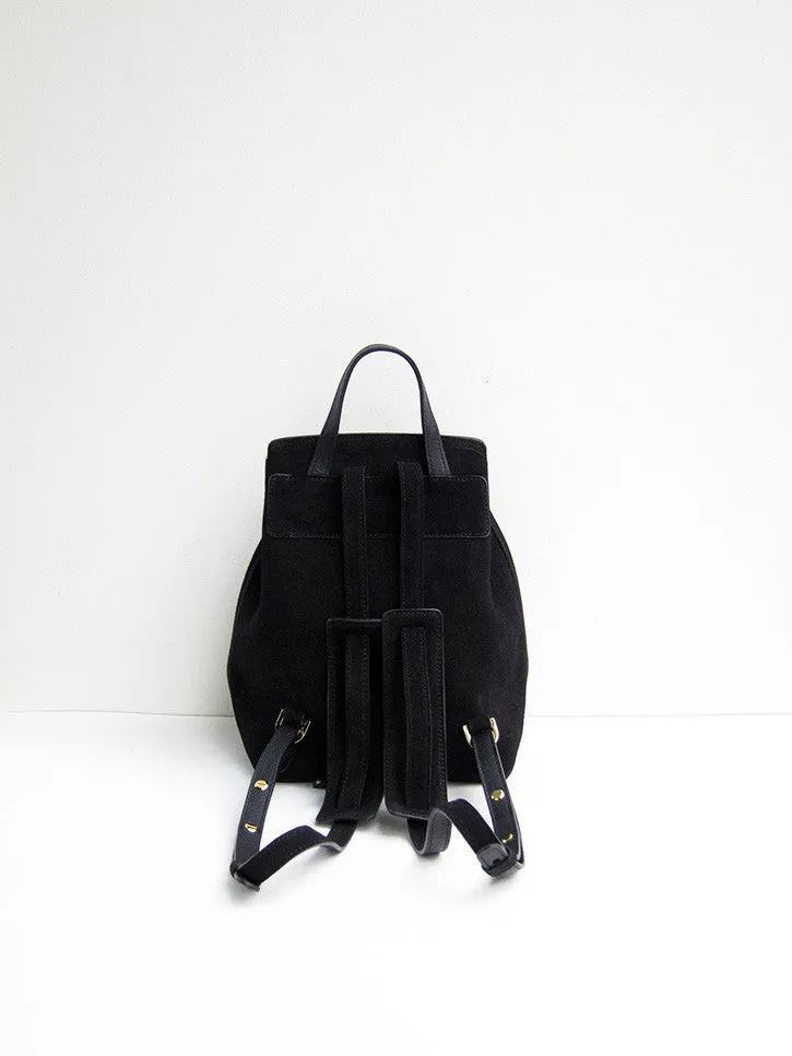 Mansur Gavriel Mini Backpack, Black, Suede