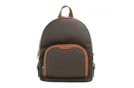 Michael Kors Jaycee Large Zip Pocket Backpack (Brown Signature)