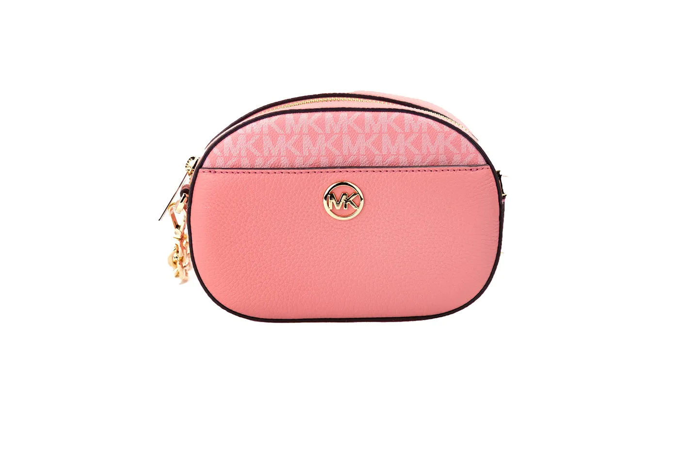 Michael Kors Jet Set Glam Tea Rose Leather Oval Crossbody