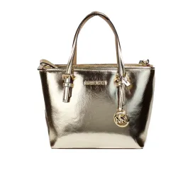 Michael Kors Jet Set XS Carryall Top Zip Tote Bag (Pale Gold)