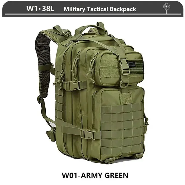 Military Tactical Backpack 3 Day Assault Pack Army Molle Bag 38/45L Large Outdoor Waterproof Hiking Camping Travel 600D Rucksack