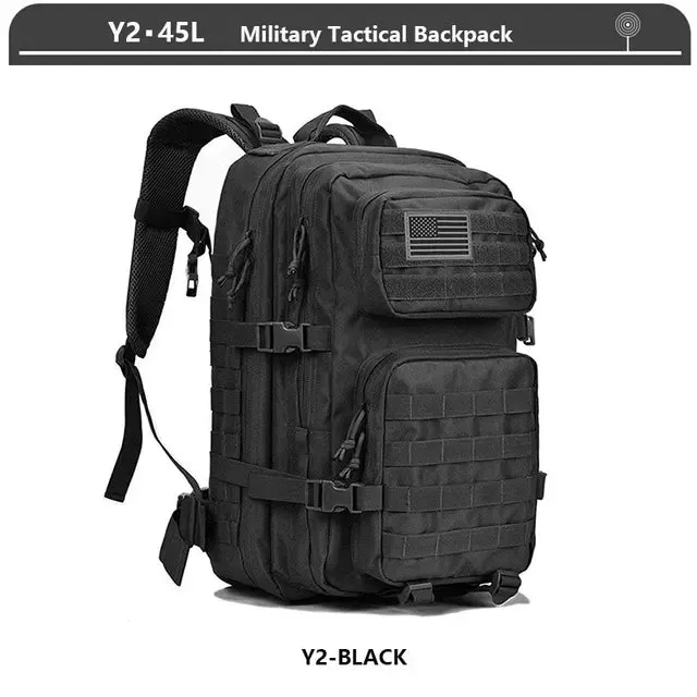 Military Tactical Backpack 3 Day Assault Pack Army Molle Bag 38/45L Large Outdoor Waterproof Hiking Camping Travel 600D Rucksack