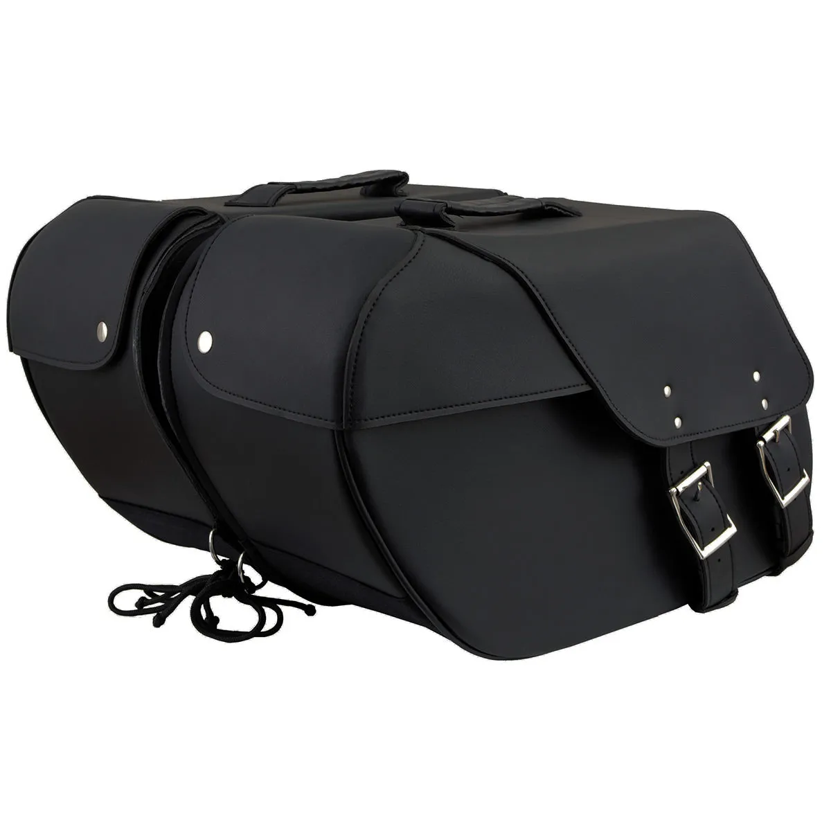 Milwaukee Leather SH669ZB Large Black Two Straps PVC Zip Off Throw Over Motorcycle Saddlebags