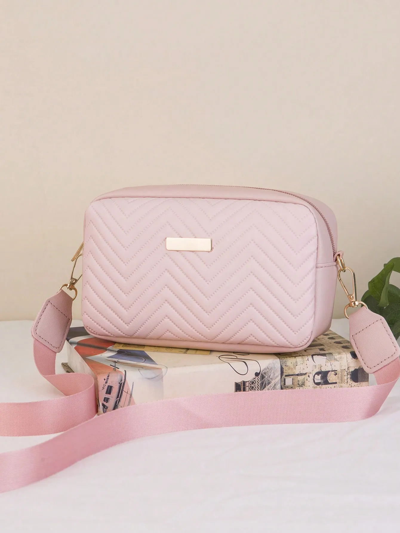 Mini Chevron Quilted Square Bag Fashion Pink