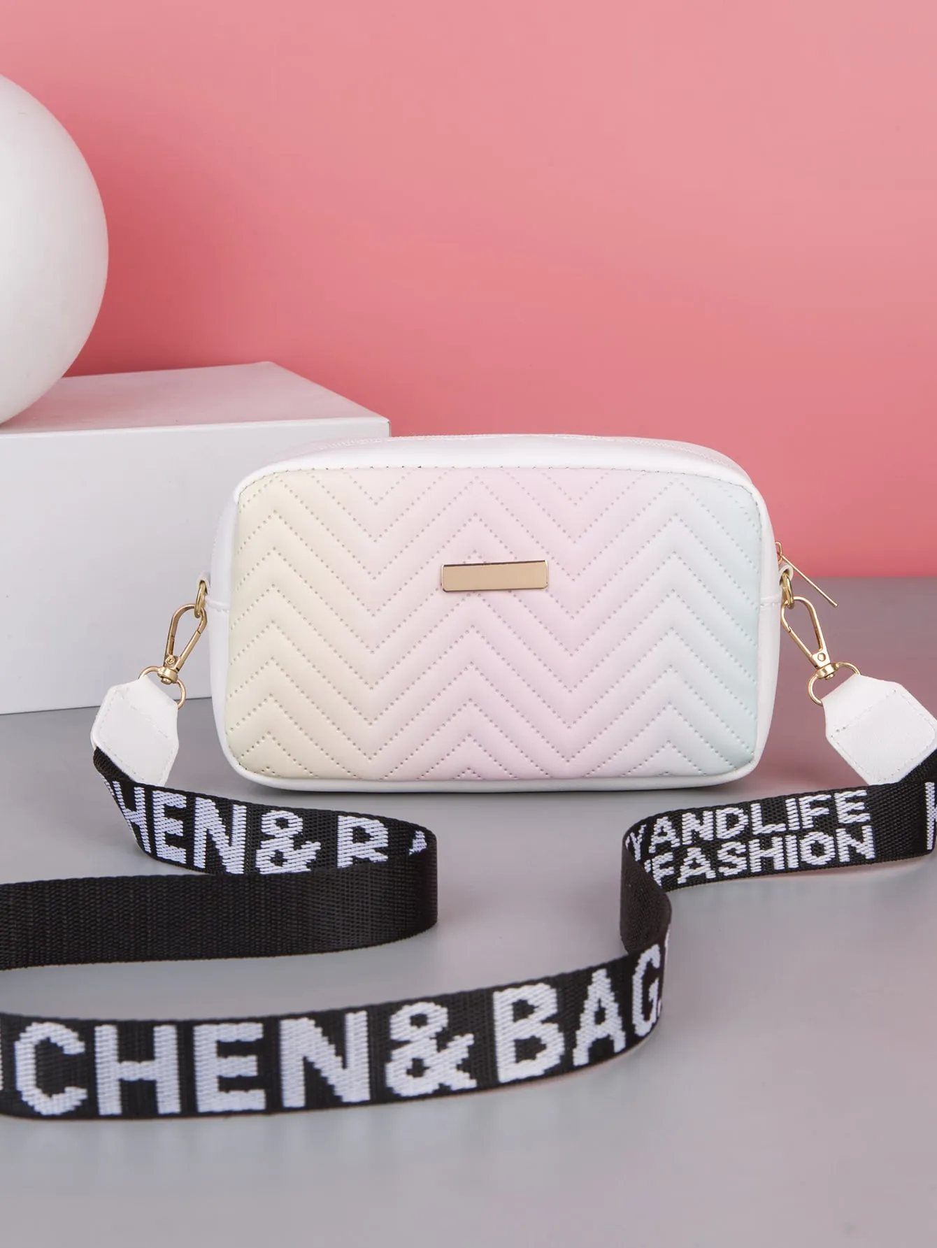 Mini Chevron Quilted Square Bag Fashion Pink