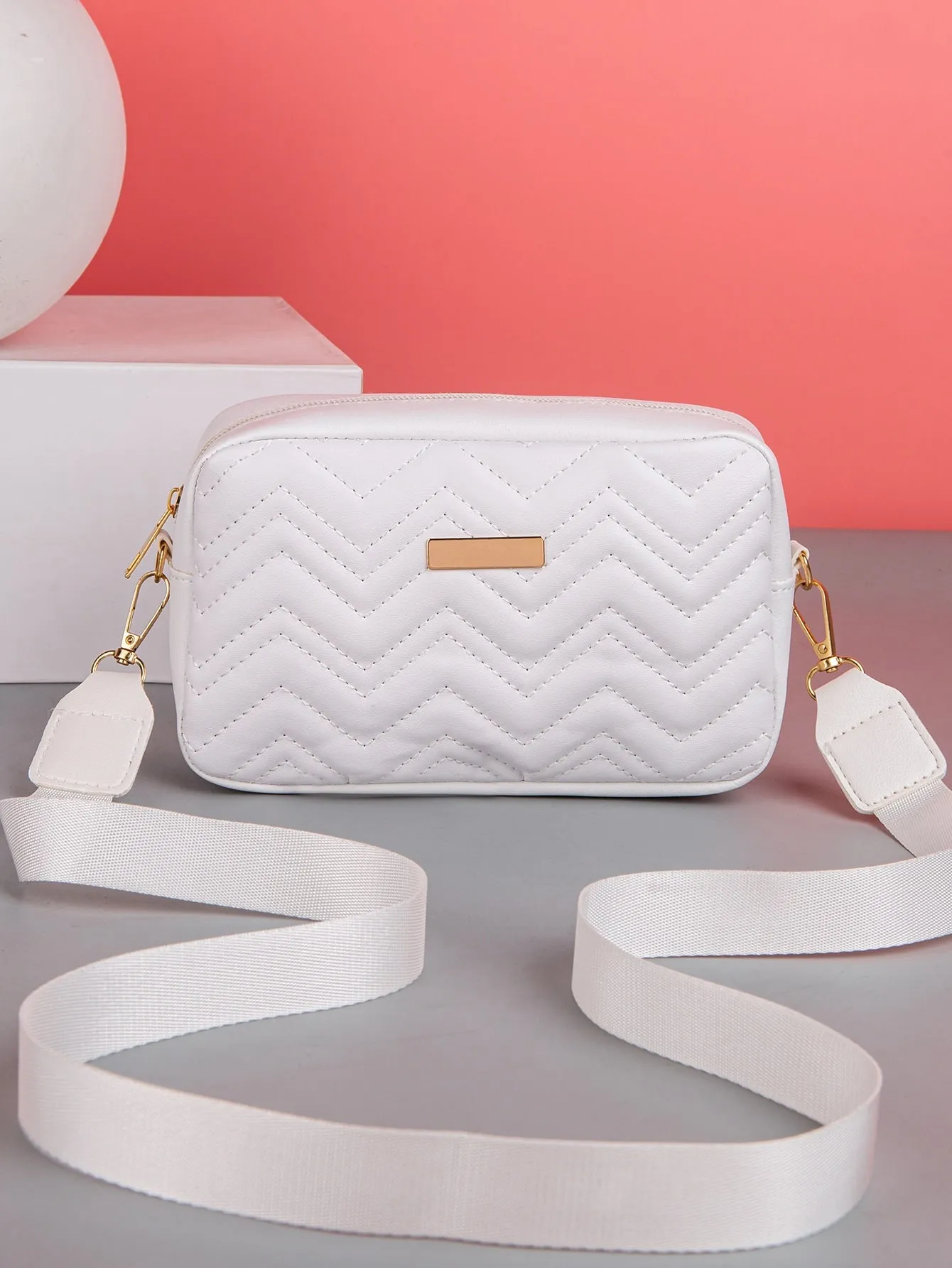 Mini Chevron Quilted Square Bag Fashion Pink