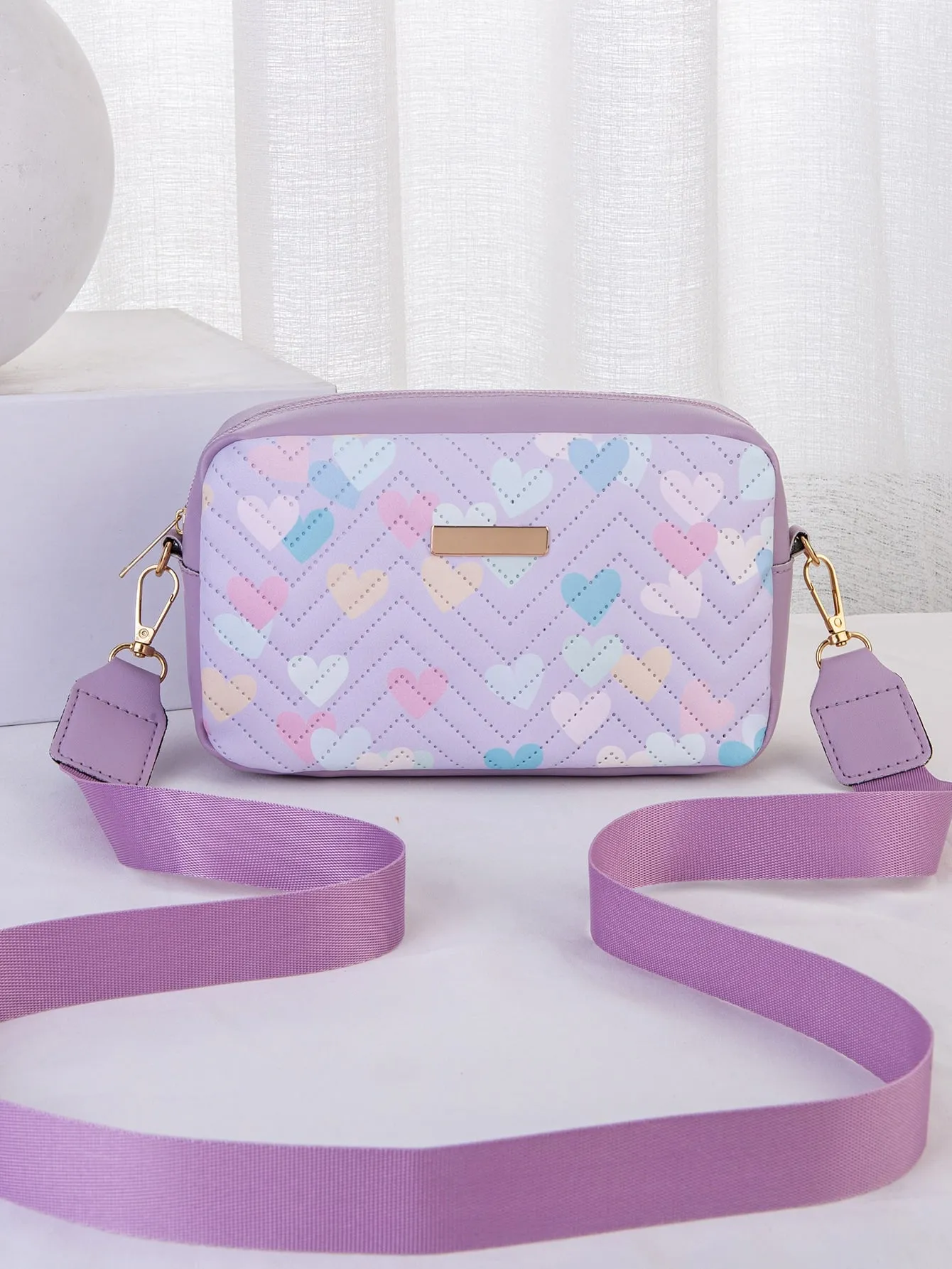 Mini Chevron Quilted Square Bag Fashion Pink