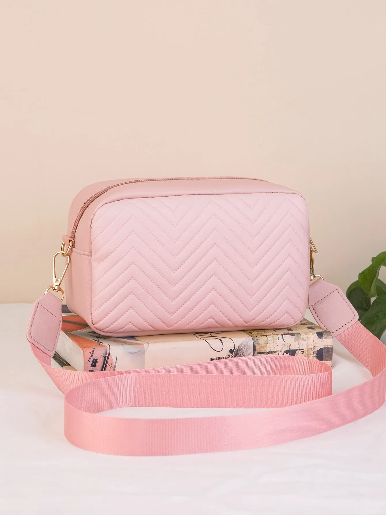 Mini Chevron Quilted Square Bag Fashion Pink