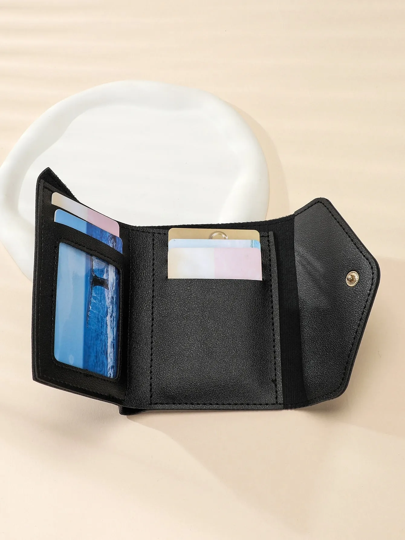 Minimalistic Black Wallet Small Wallet Card Holder Small Purse Coin Purse