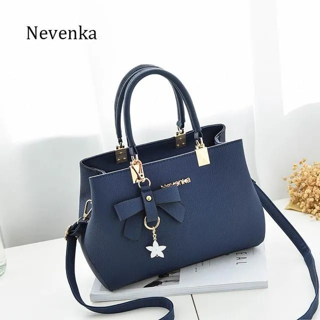 Nevenka 2018 Women Handbags Brand Design Leather Bags Bow Star Pendant Fashion Solid Style Shoulder Bags Luxury Casual Tote