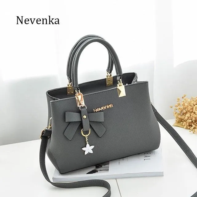 Nevenka 2018 Women Handbags Brand Design Leather Bags Bow Star Pendant Fashion Solid Style Shoulder Bags Luxury Casual Tote