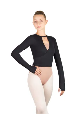 ON SALE Kaori Mock-Wrap Long Sleeve Top