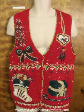 Ornate Red Ugliest Christmas Sweater Vest