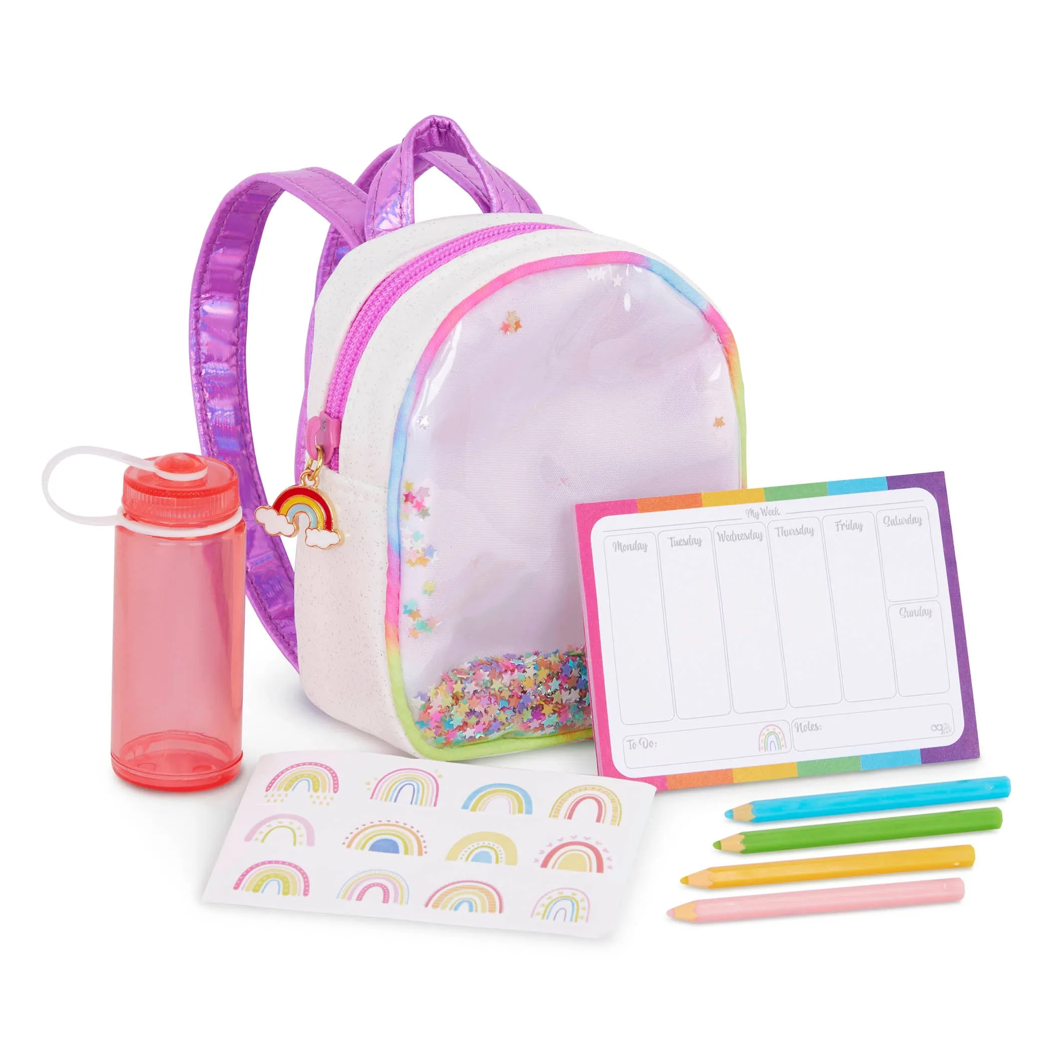 Our Generation Accessory Set Mini Back Bag - Rainbow Surprise Backpack